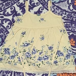 Floral Sundress with Blue Roses